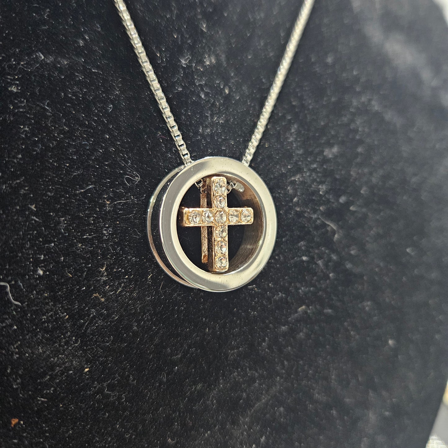 Jeweled Floating Cross Necklace