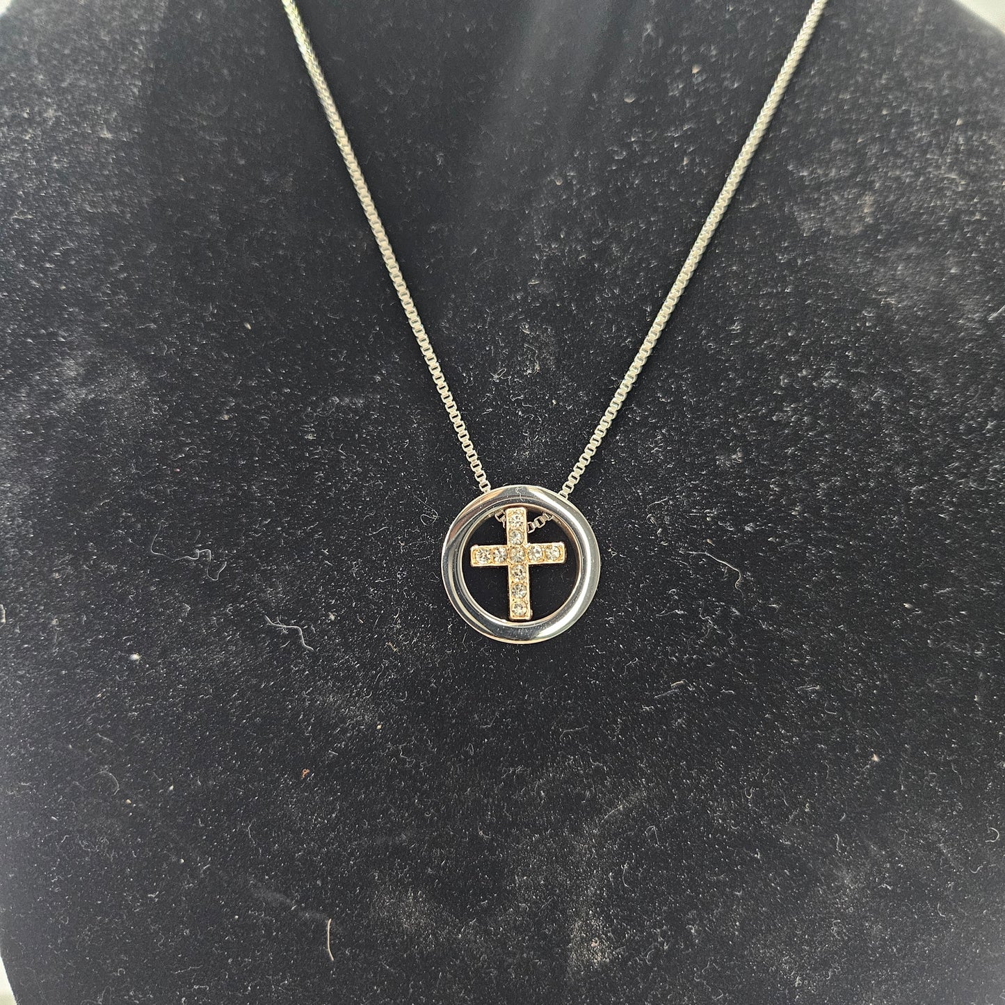 Jeweled Floating Cross Necklace